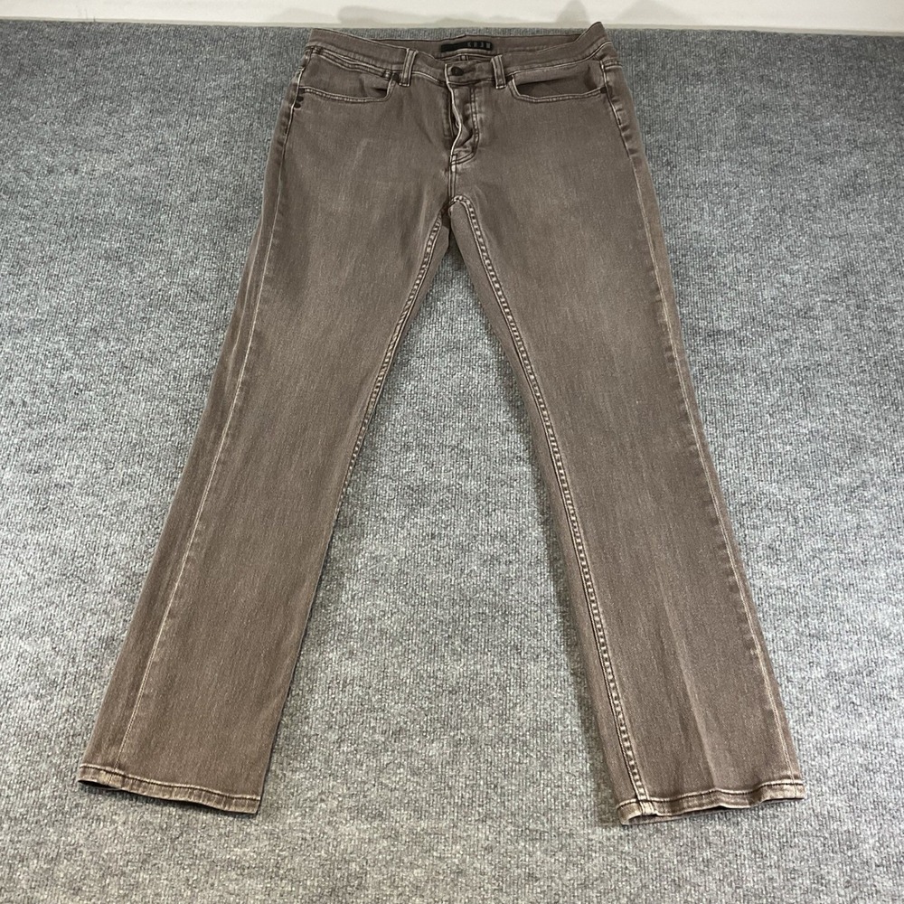KR3W Krew Denim Slim Fit Jeans Mens 34x32 Brown Stretch Straight Casual Pants